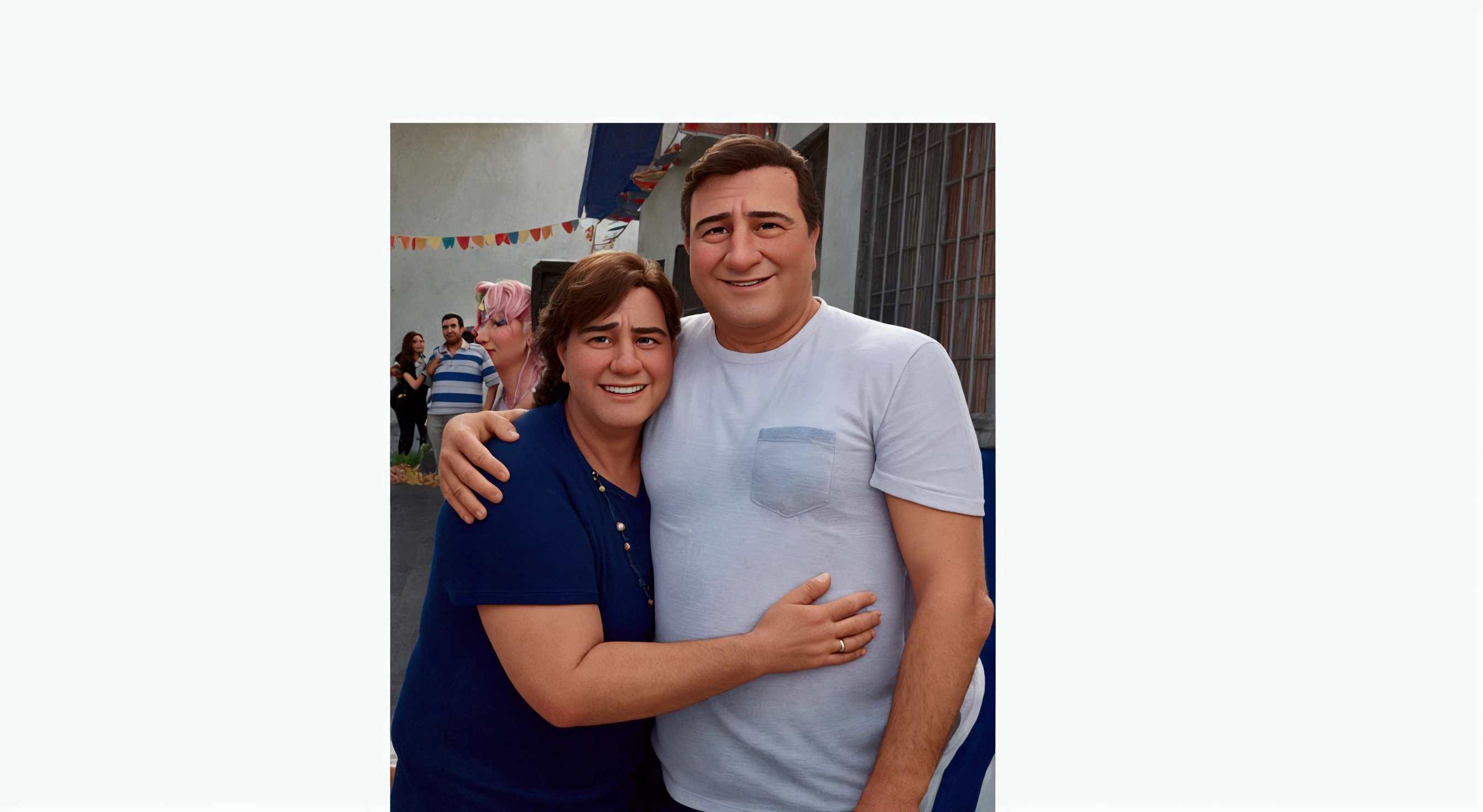 there is a man and woman hugging each other outside, momma and papa, profile image, david rios ferreira, pilar, juan gimenez, by david rubín, karla ortiz, by Nándor Katona, beto val, by Matteo Pérez, having a great time, foto realista, by Fernando Gerassi, daniel mirante, happy couple