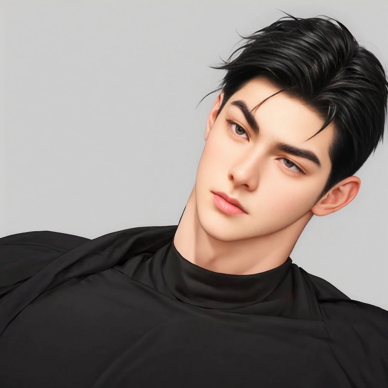 masterpiece, 1boy, adult, handsome, black hair, undercut hair, perfect face, detailed eyes and face, black eyes, clean shaved, muscular, capturing a rural atmosphere, dynamic lighting, unreal engine 5, hd picture,