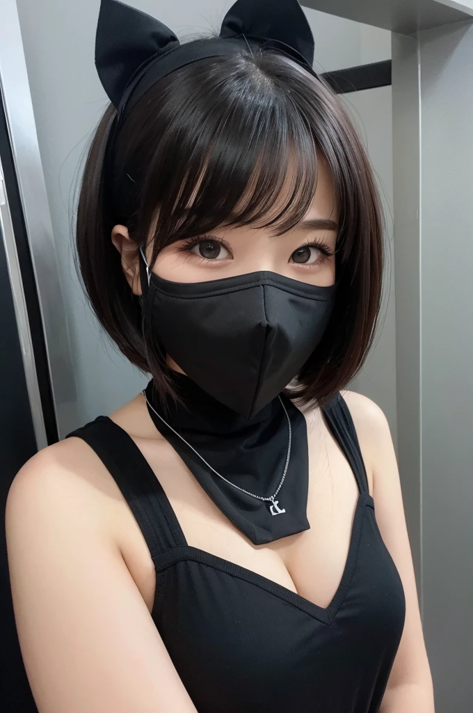 Landmine Girl、Black Mask、Black clothes、Cute face