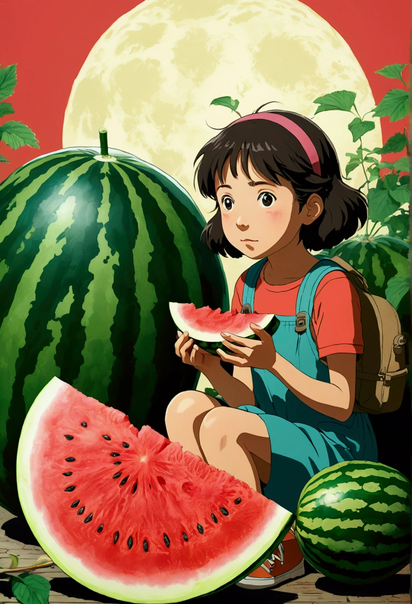 studio ghibli (style), eat watermelon
