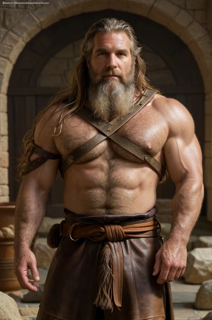 portrait of a ruggedly handsome paladin, soft hair, muscular, half body, masculine, mature, salt and pepper hair, leather, hairy, d & d, fantasy, intricate, elegant, highly detailed, digital painting, artstation, concept art, smooth, sharp focus, illustration, art by artgerm and greg rutkowski and alphonse mucha