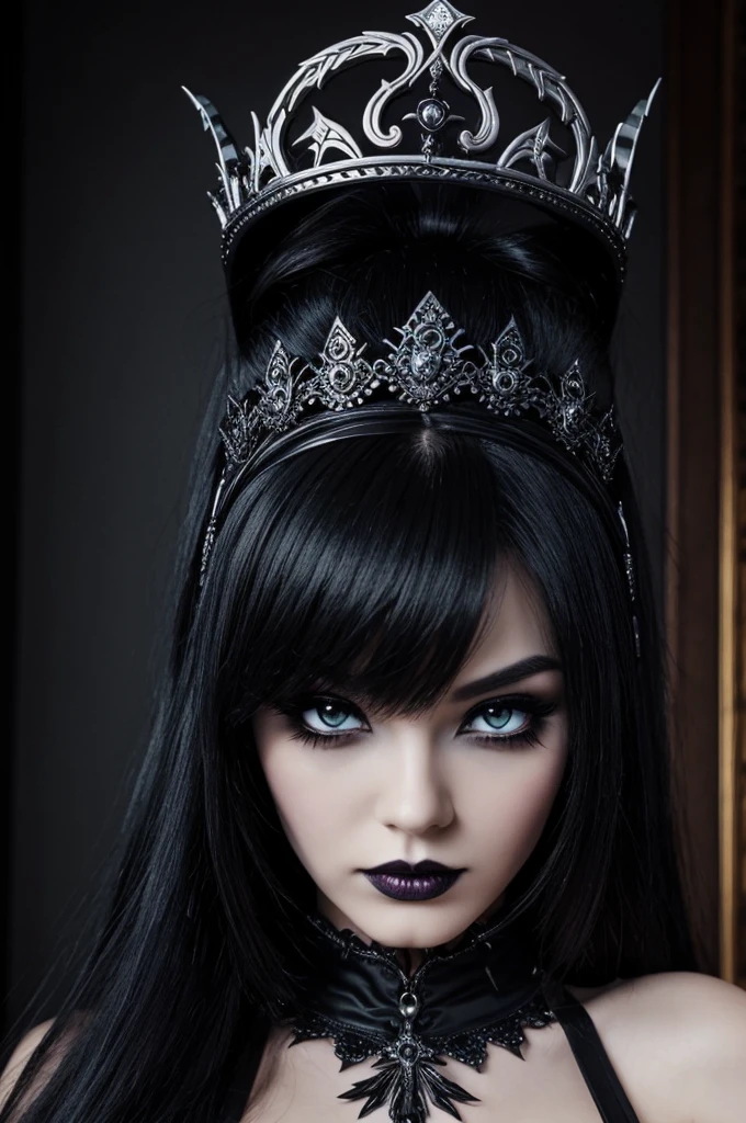 ((best quality)), ((masterpiece)), (detailed), perfect face  Beauty mistery gothic dark bad bitch sunrise malefic manga demon queen crown