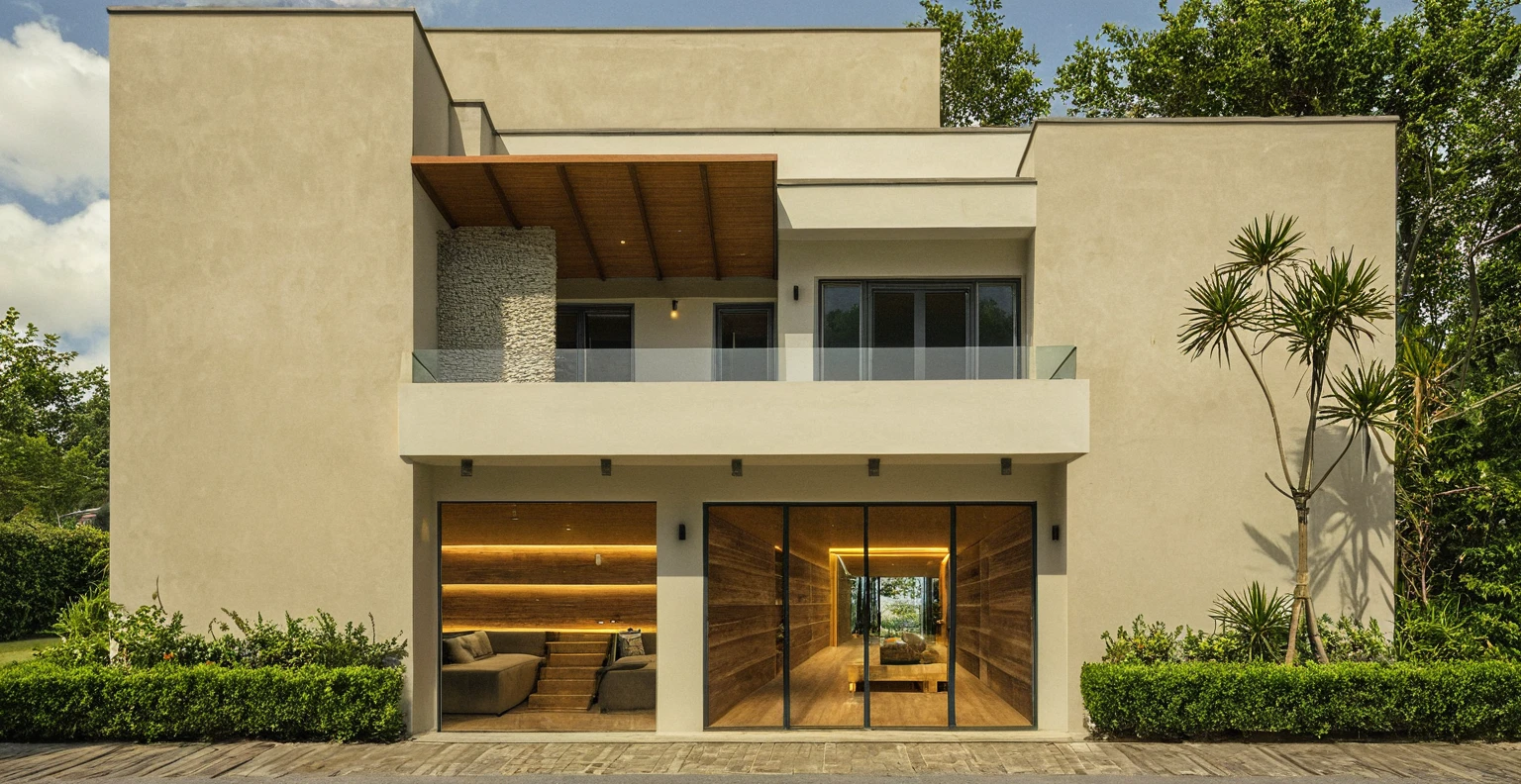 head of'artwork, High quality, best quality, authentique, great detail, En plein air, villa de plain-piedXL, credit group, style de maison moderne dans la rue ,stairs, white wall ,road,pavement, grass, trees, sky, nuvens, (day light:1.1)