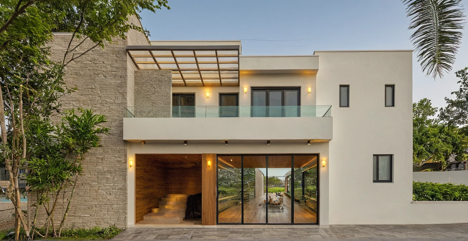 head of'artwork, High quality, best quality, authentique, great detail, En plein air, villa de plain-piedXL, credit group, style de maison moderne dans la rue ,stairs, white wall ,road,pavement, grass, trees, sky, nuvens, (day light:1.1)