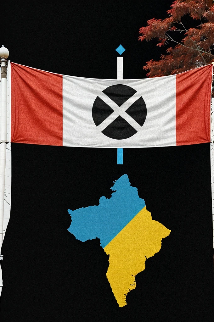 Non fluttering full screen flag. Namibia, Botswana, South Africa, Lesotho and Eswatini united mapped on flag in white on black Background. Hindu Swastika I'm middle, red colour