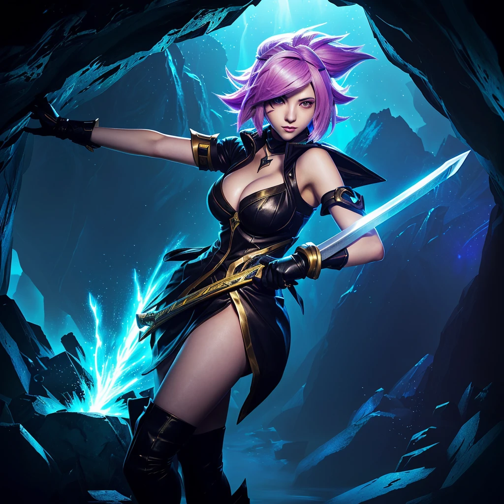 anime - style artwork of a man with a sword in a cave, riven, kda, amazing portrait of viego, league of legends character art, iconic character splash art, official splash art, riot games concept art, league of legends splash art, league of legends character, from league of legends, splash art, league of legends concept art, league of legends art