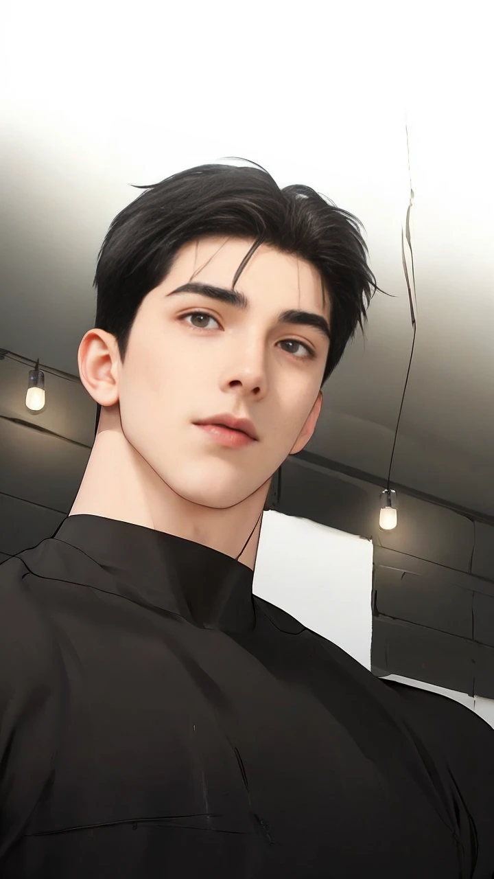masterpiece, 1boy, adult, handsome, black hair, undercut hair, perfect face, detailed eyes and face, black eyes, clean shaved, muscular, capturing a rural atmosphere, dynamic lighting, unreal engine 5, hd picture,