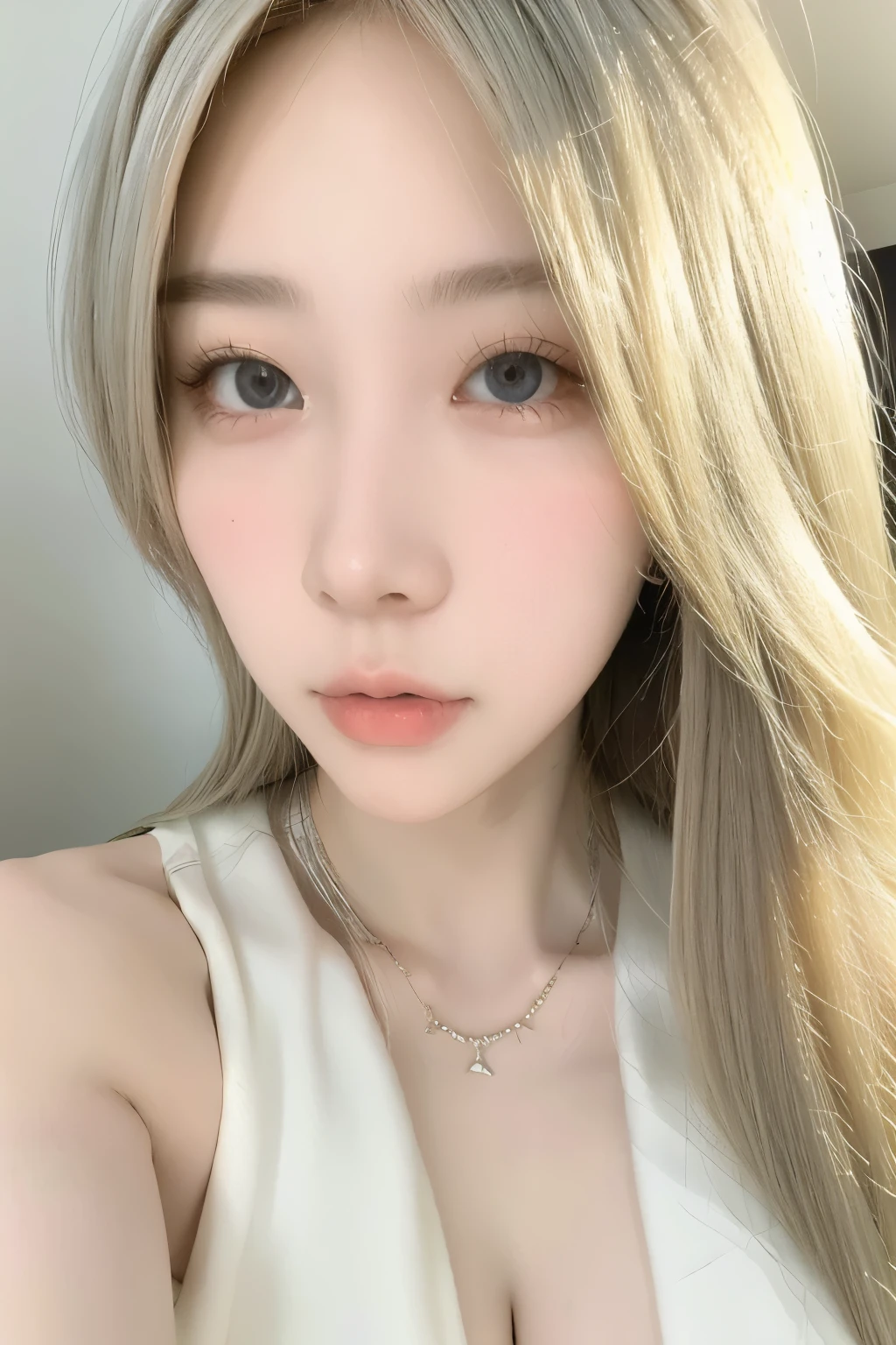 Beautiful woman with perfect body:1.4,Prominent cleavage,Layered Hairstyle,Highly detailed face and skin textures,Double eyelids,Skin Whitening,Long hair,Whitened long legs,Half chest wedding dress,Silver hair