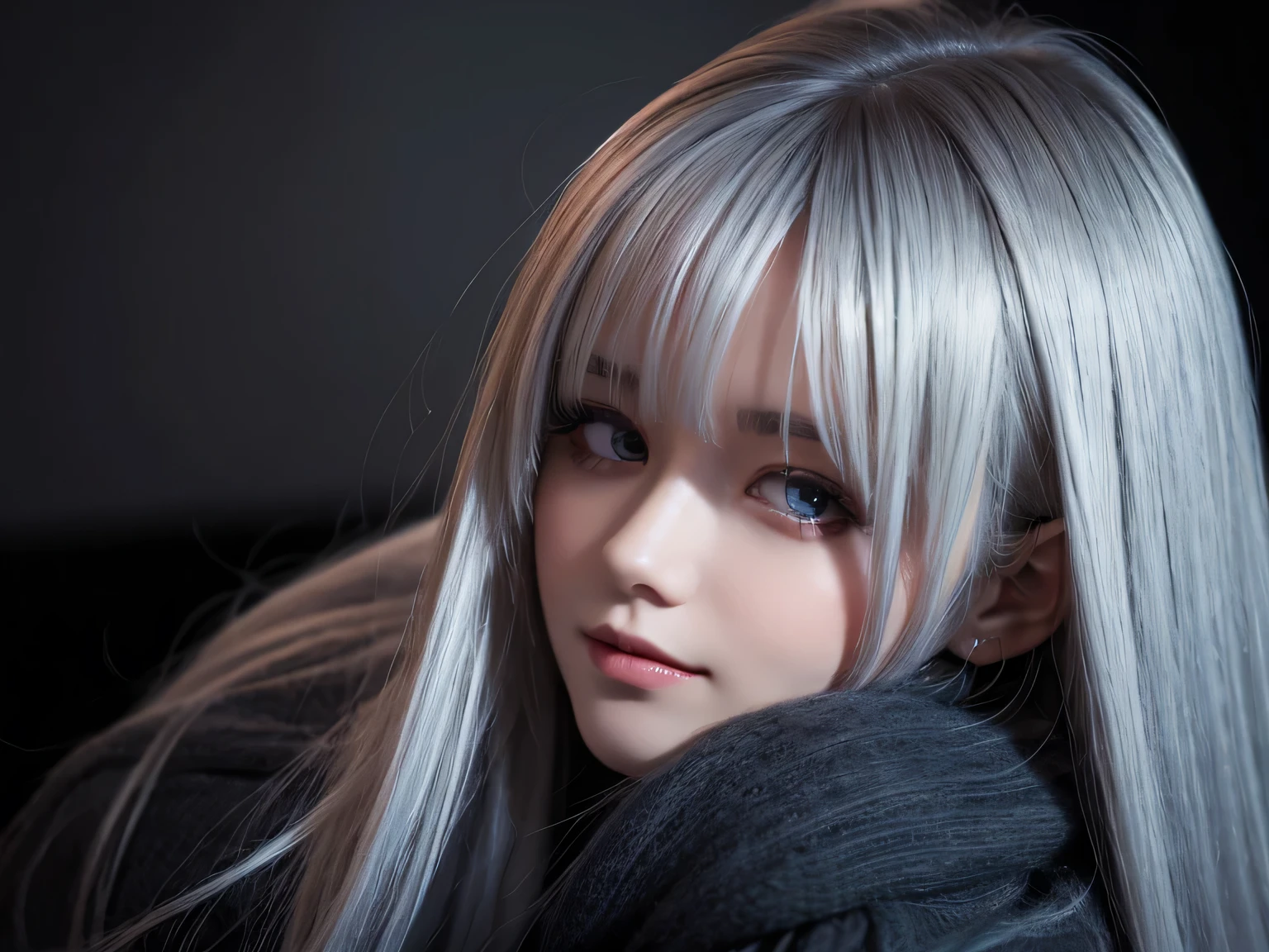 darkness,Gray Hair,Girl,night