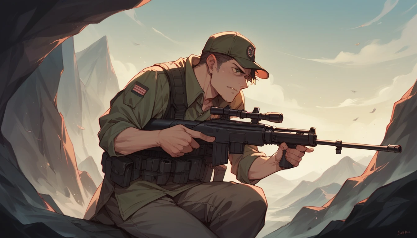 sniper gun Wear a cool uniform.