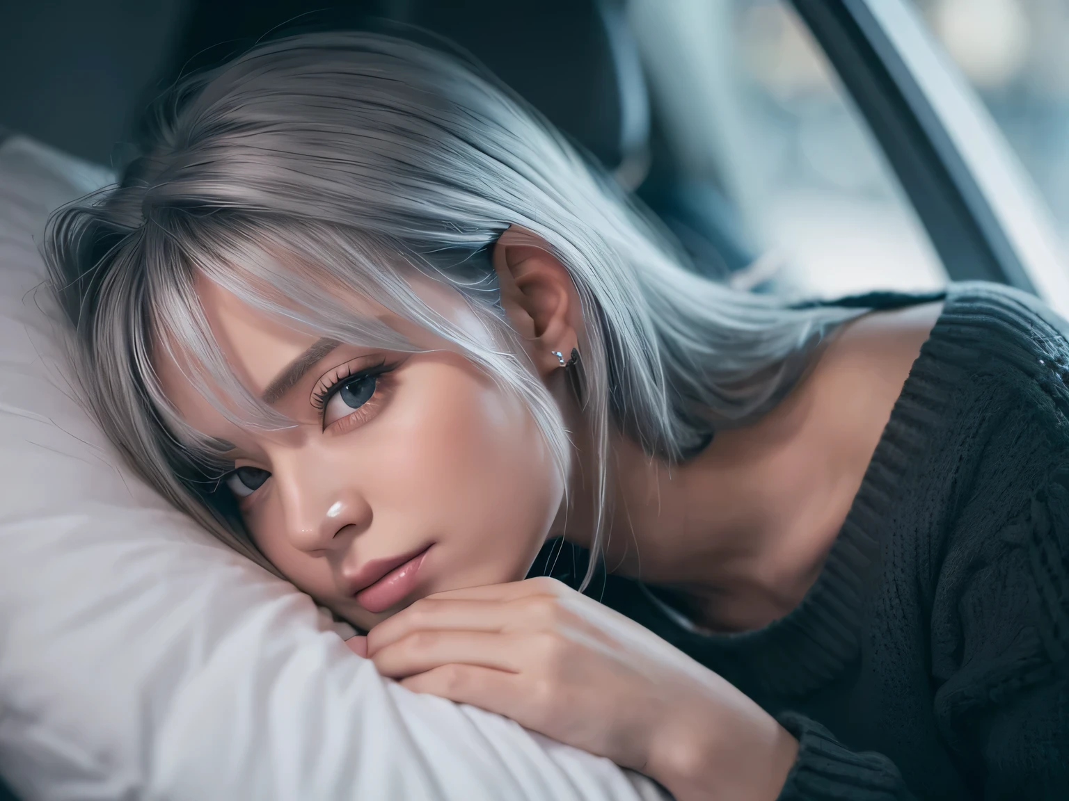 darkness,Gray Hair,Girl,night