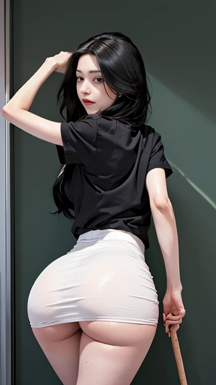 (familiar, masterpiece, best quality、masterpiece, light、complicated),
(mini skirt、Upturned buttocks、White skin、Lovely、Awkward、Super Beauty、turn around、Stick your big ass out to the audience,put one's hands on the wall、Staring at the audience、The outline is very)