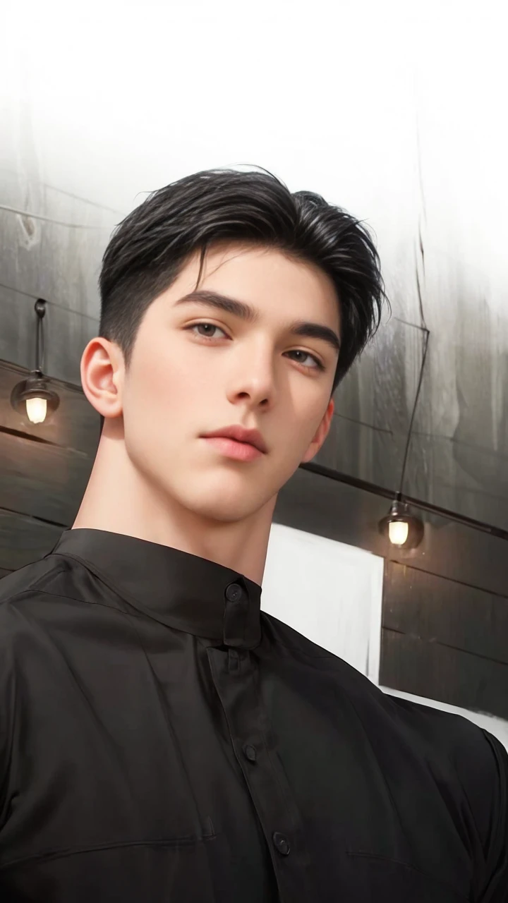 masterpiece, 1boy, adult, handsome, black hair, undercut hair, perfect face, detailed eyes and face, black eyes, clean shaved, muscular, capturing a rural atmosphere, dynamic lighting, unreal engine 5, hd picture,
