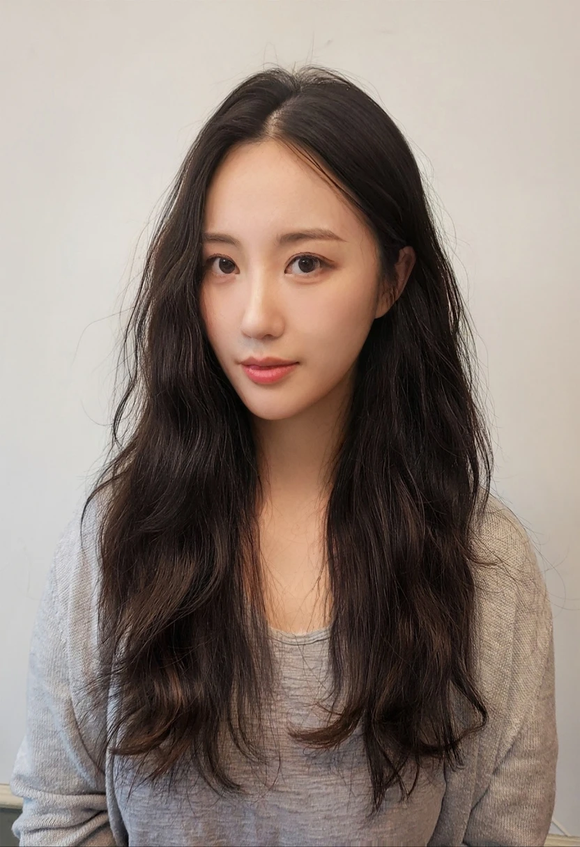 Best Quality, 8k, Masterpiece, (Portrait: 1.3), (photo realistic:1.4), (hyper realistic:1.4), Sharp Focus, looking at viewer, (smoother lighting:1.1), (increase cinematic lighting quality:0.9), realistic lighting, backlighting, light on face, ray trace, (brightening light:1.2), (Increase quality:1.4), sharp detail, (best quality real texture skin:1.4), finely detailed eyes, black_eyes, finely detailed face, 25 year old Korean woman