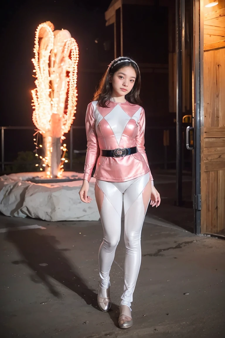 1 girl, Beautiful 17-year-old girl, Angelic, Full body figure、cute face,
detailed and beautiful eyes, Full body figure、
(Big eyes:1.3),long eyelashes,
(beautiful detailed face and eyes:1.4),
beautiful long hair, Beautiful smile,
(highest quality:1.2),
Raw photo,
High resolution, full body, standing,
perfect details,
professional photography,
professional lighting, (metallic coral magenta and white hero suit:1.3), super tight fit bodysuit, belt, huge breasts, beautiful feet, strong lighting on bodysuit,at the park, sexy figure:1.2, Portrait