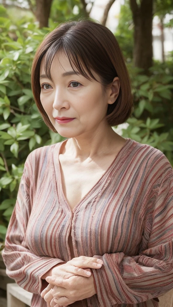 ID photo, Mature Woman, Our eyes met, Japanese painting gravure, senior citizen, Draw lips correctly, Red lipstick, No discomfort, 120 years old, 16K, Highest quality, Very detailed, Realistic, Very detailed肌, (Japanese), alone, Large Breasts, Neighborhood Wife, Glamour, sexy, Chromo White Skin, Staring straight ahead,
