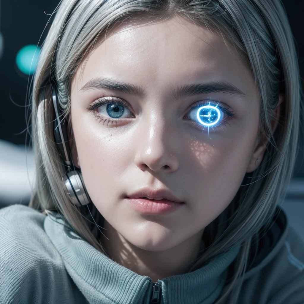 Create a logo for a technology company with the name LAURS Audio-Video-Informática, simple, modern and technological, colors silver, metallic blue and white, on and off button with green on
