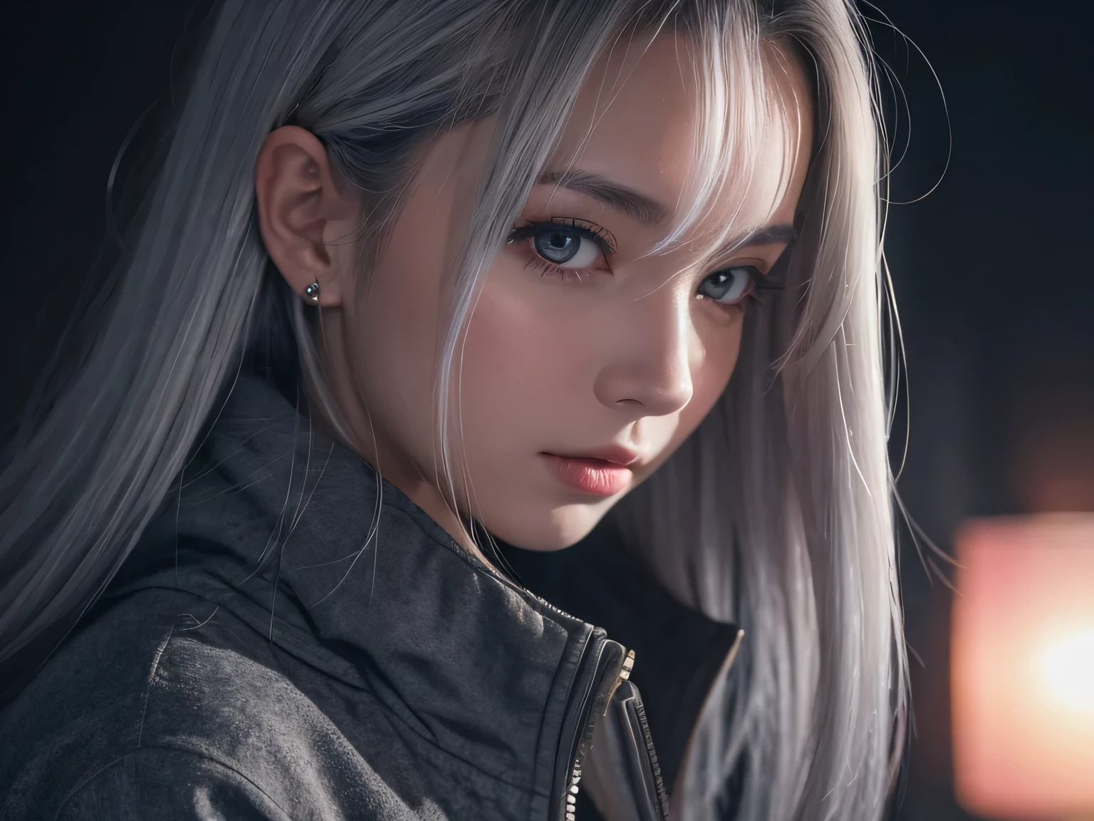 darkness,Gray Hair,Girl,night