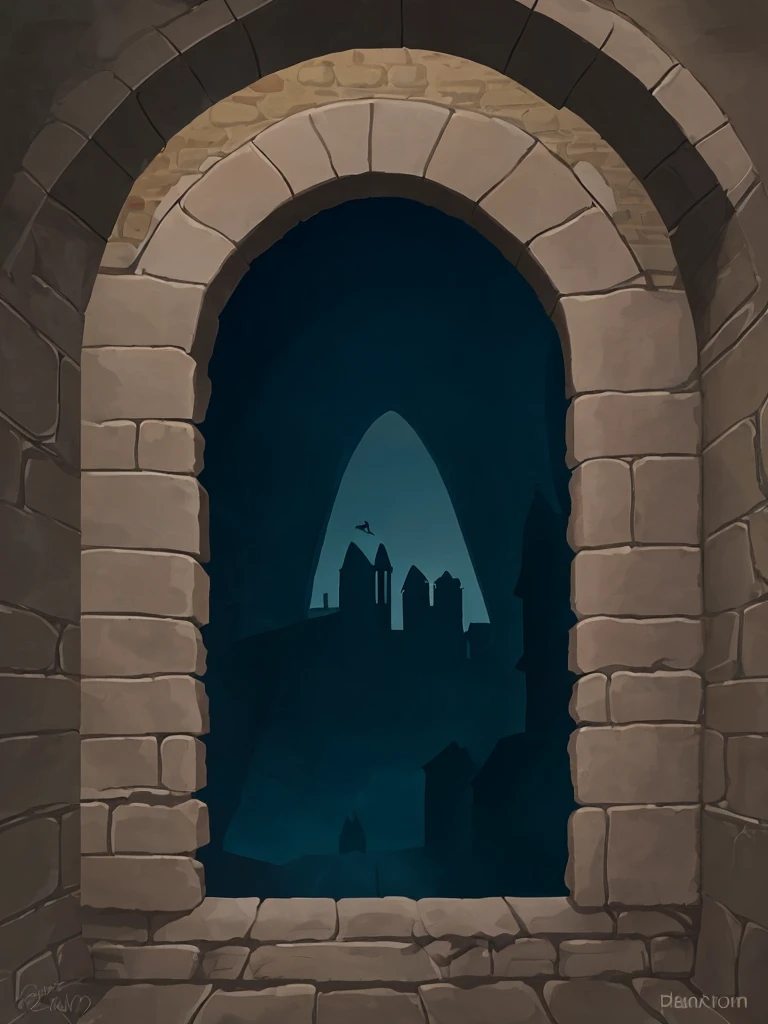 Medieval dungeons,Flat style,Stone Brick Arch,cartoon,Dark,Planarization