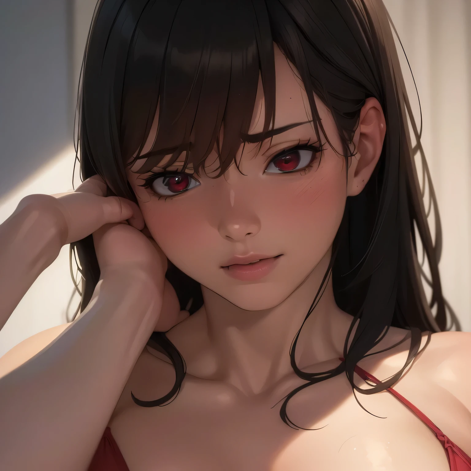 Beautiful girl, hot girl, detailed face, detailed eyes, detailed hair, detailed body, hanging boobs, change background, 8k, realistic, ultra realistic, sweating, heavy sweating