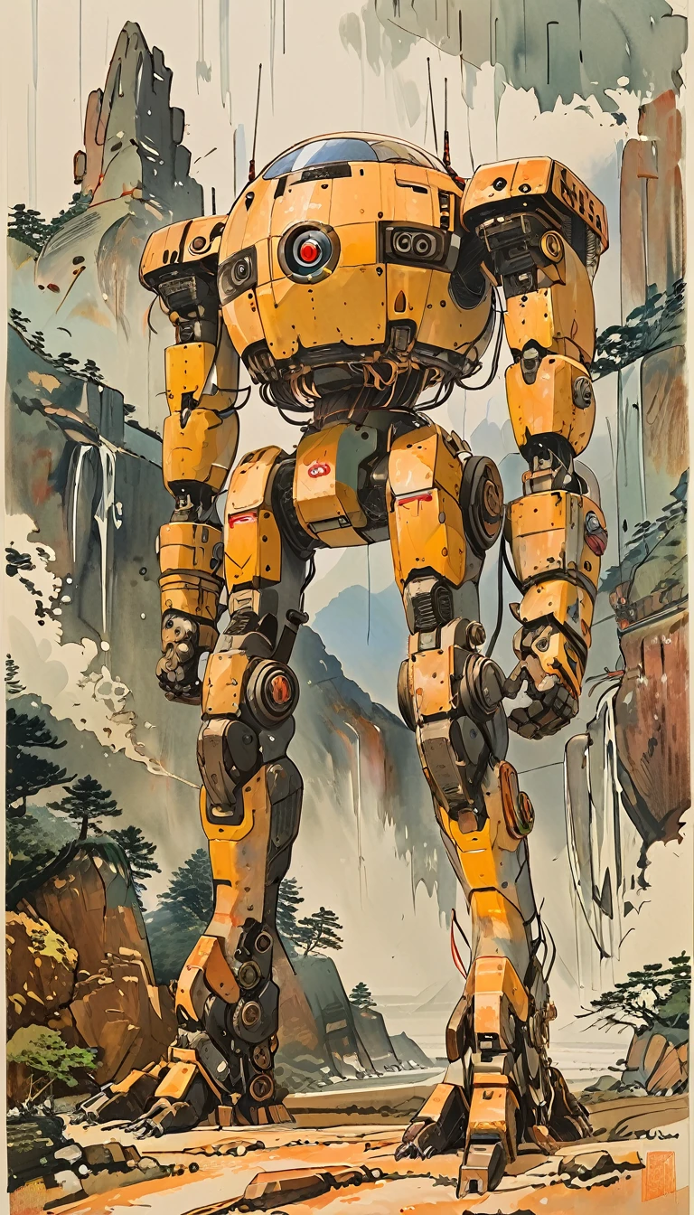sketch、The Style of Kawanabe Kyosai、Power Loader、Kneeling、Put your hands forward、Rugged design、