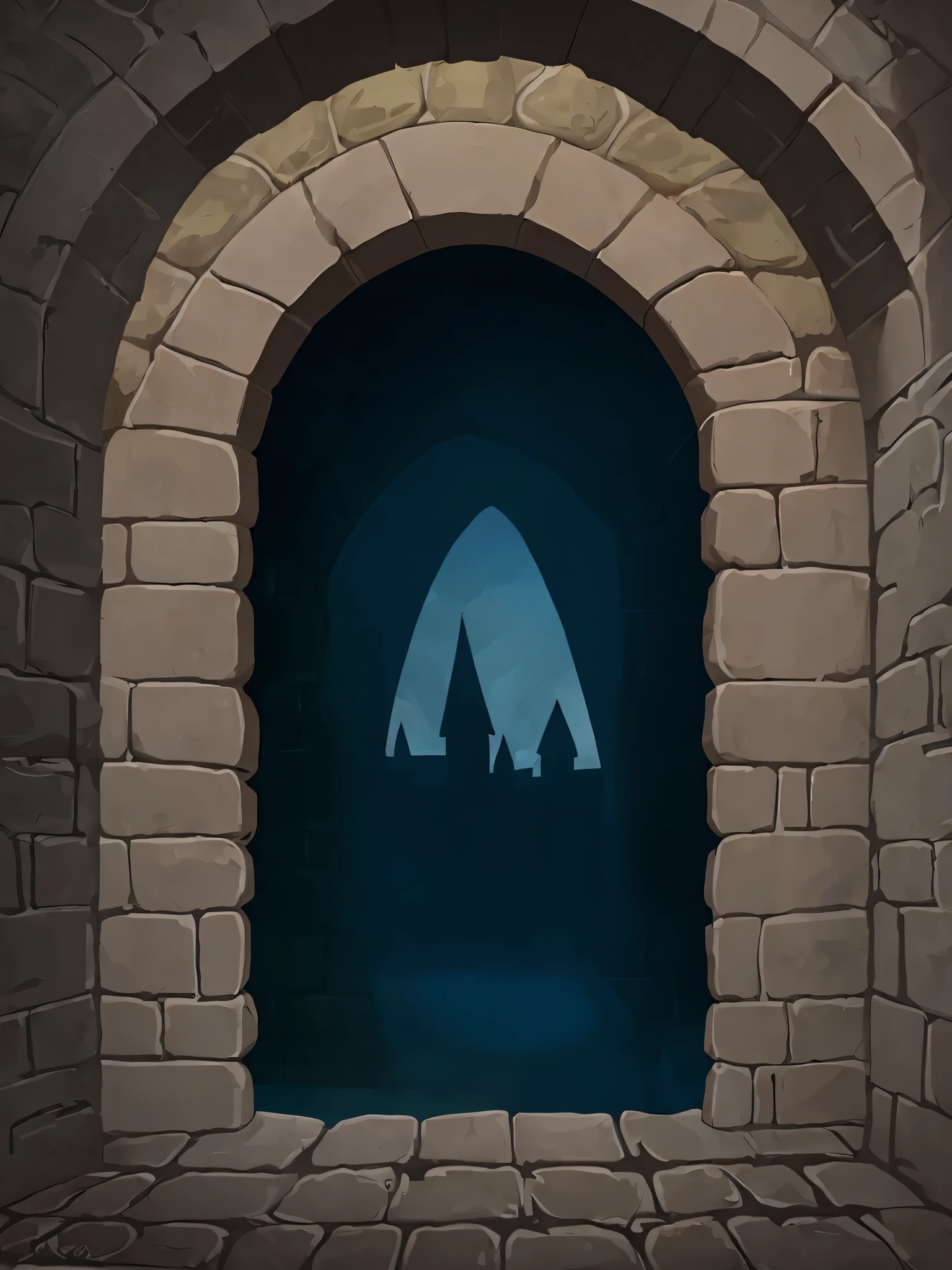 Medieval dungeons,Flat style,Stone Brick Arch,cartoon,Dark,Planarization
