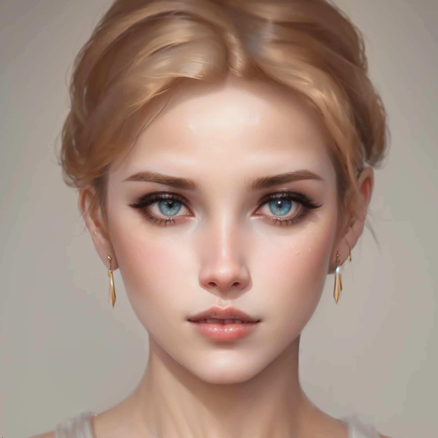 A pretty face、woman wearing big earrings, Real beautiful face, Realistic digital painting, beautiful realistic face, realistic digital art 4k, realistic digital art 4k, Gorgeous digital painting, Realistic Portraits, Realistic female portrait, realistic digital drawing, Detailed portrait of a beautiful woman, Beautiful Numbers, Beautiful portrait, Realistic digital illustrations, very realistic digital art
