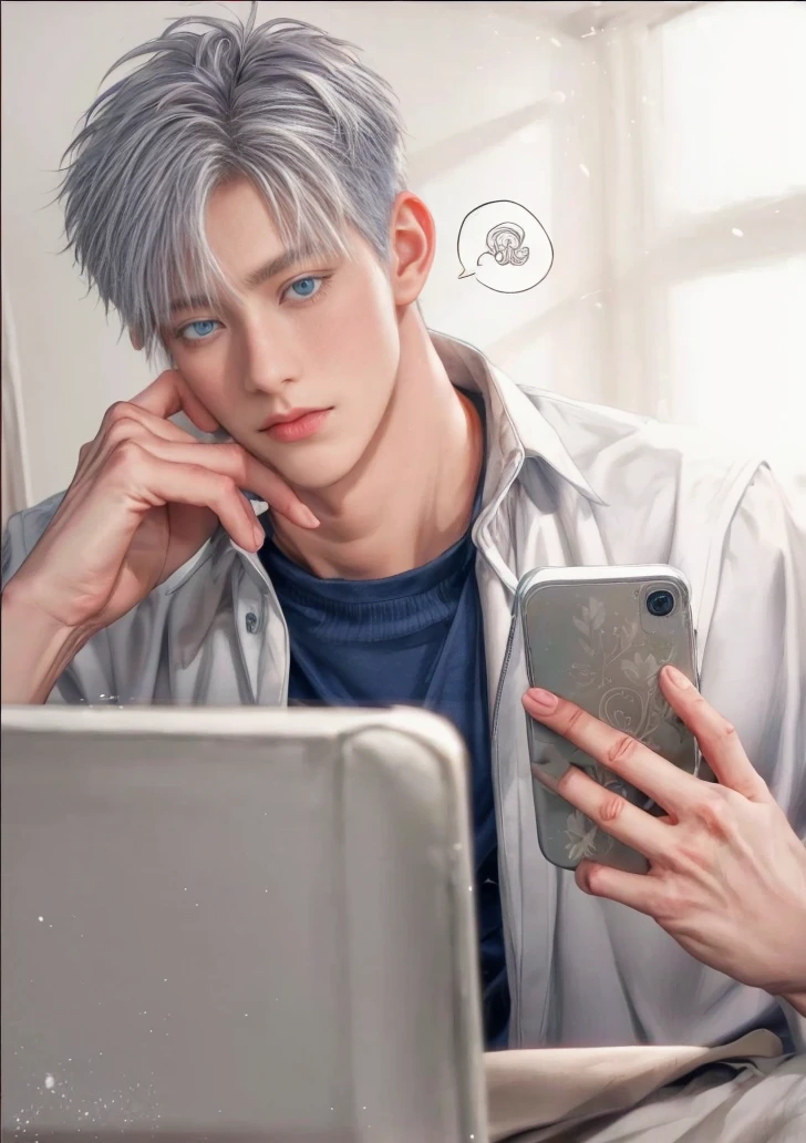 1boy, adult, handsome, perfect face, detailed eyes and face, clean shaved, muscular, capturing a rural atmosphere, dynamic lighting, unreal engine 5, hd picture, satoru gojo, white hair, short hair ,hair between eyes ,blue eyes
