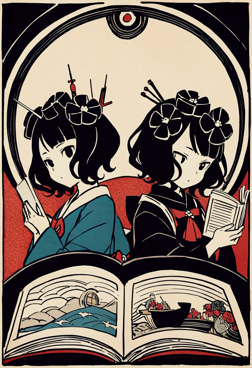 Edo Town、Katsushika Hokusai、Ukiyo-e style、Factory、judgement、Reading a book、