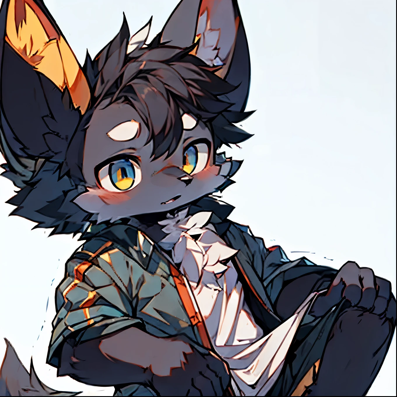 A dark male baby black fox