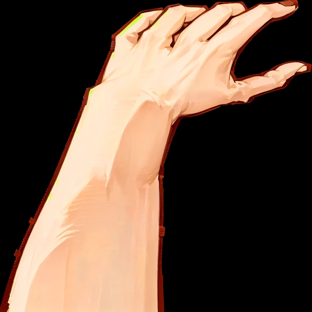 Someone raised his hands to the sky, Scaly Arm, Stretch out your arms, Elongated arms, Human arm, long-arms, Raise your hand, Close-up of weapons, Coating arm, Right side profile, long-armss, High detail of the hands, Drawn image, Use your index finger, Long arms, Raise your arms, Clenched fist, Detailed weapons