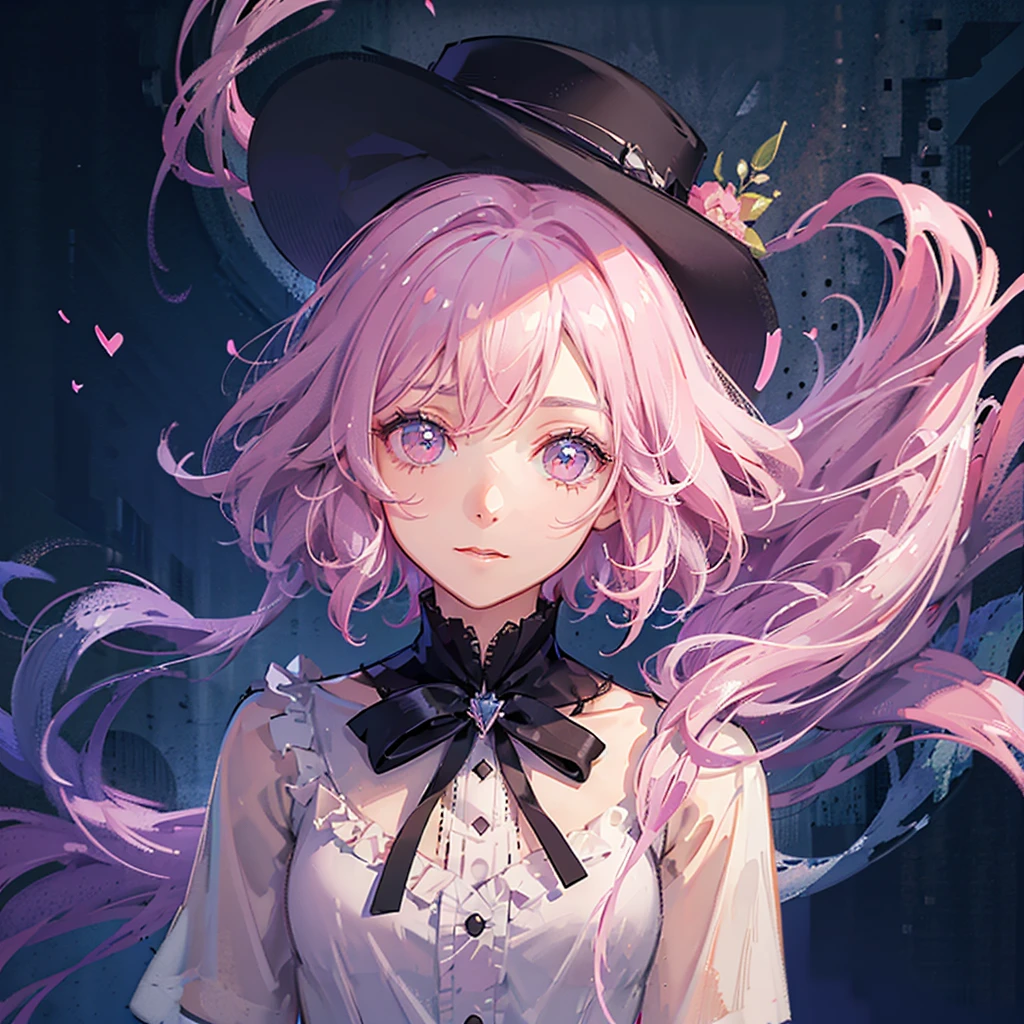 man floating, looking upsidedown, fantasy, short pink hair, pink eyes, colorful, pastel colors, fedora, white tuxedo