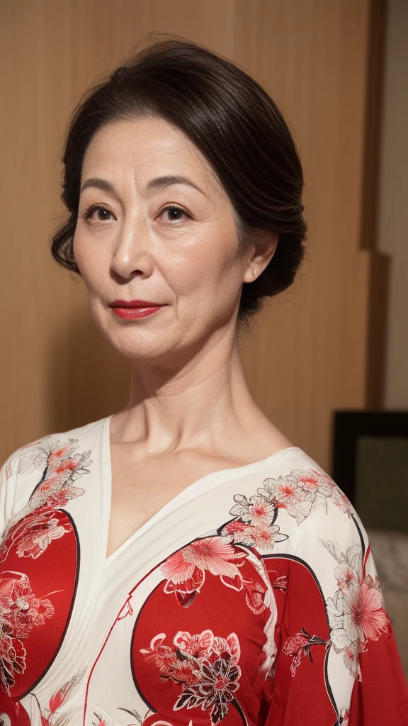 Mature Woman, 120 years old, Japanese painting gravure, senior citizen, Draw lips correctly, Red lipstick, No discomfort, 16K, Highest quality, Very detailed, Realistic, Very detailed肌, (Chinese), alone, Large Breasts, Mature Madam, Glamour, sexy, Chromo White Skin, Staring straight ahead,