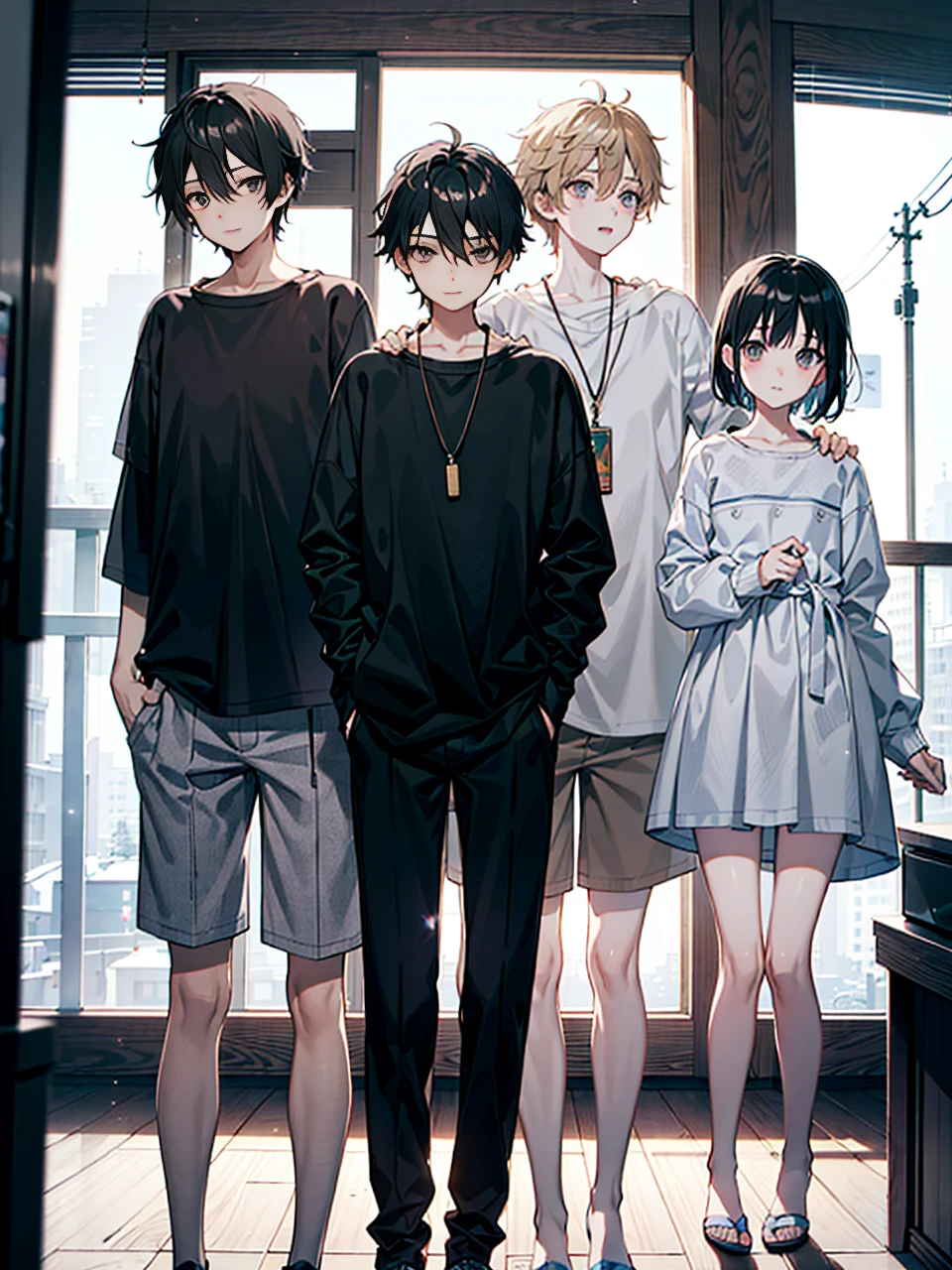 creation、dust particles、everyday boy、 Transparency、 natural soft light、(((1boys))),(a cool、cute little), Light brown skin, grey eyes, Black hair、eyesight、Winters、breezing、skinny body、For Me、daily、Thick、Strongest configuration、smooth anime cg art、enjoyably、Take it easy