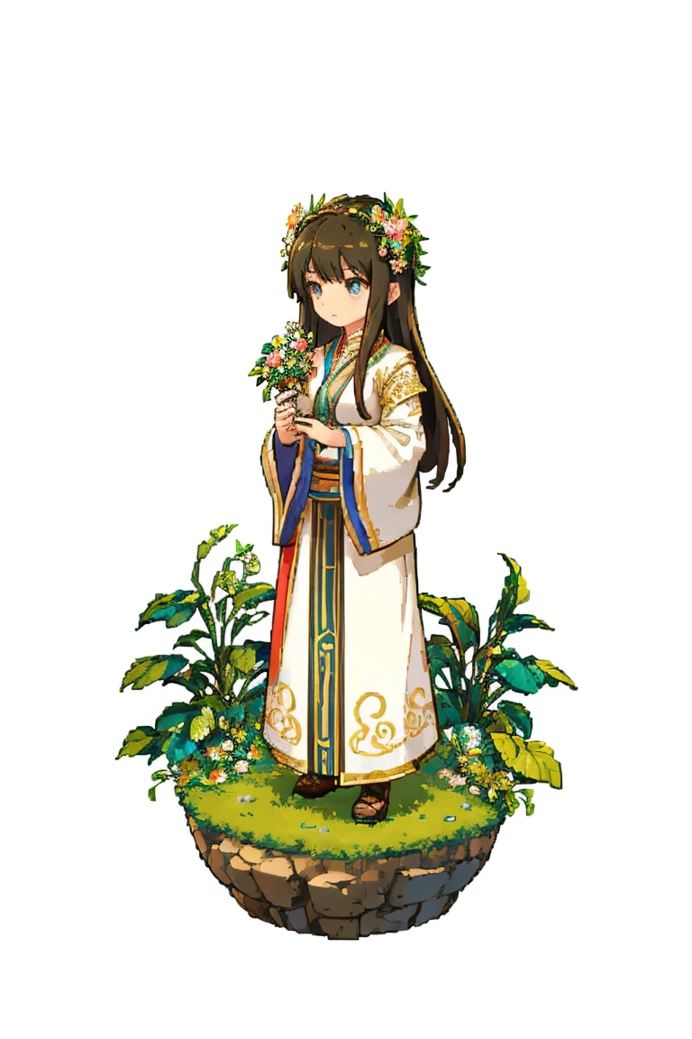 Pixel，Pixel风格，A girl，antiquity，Immortal Cultivation，White background