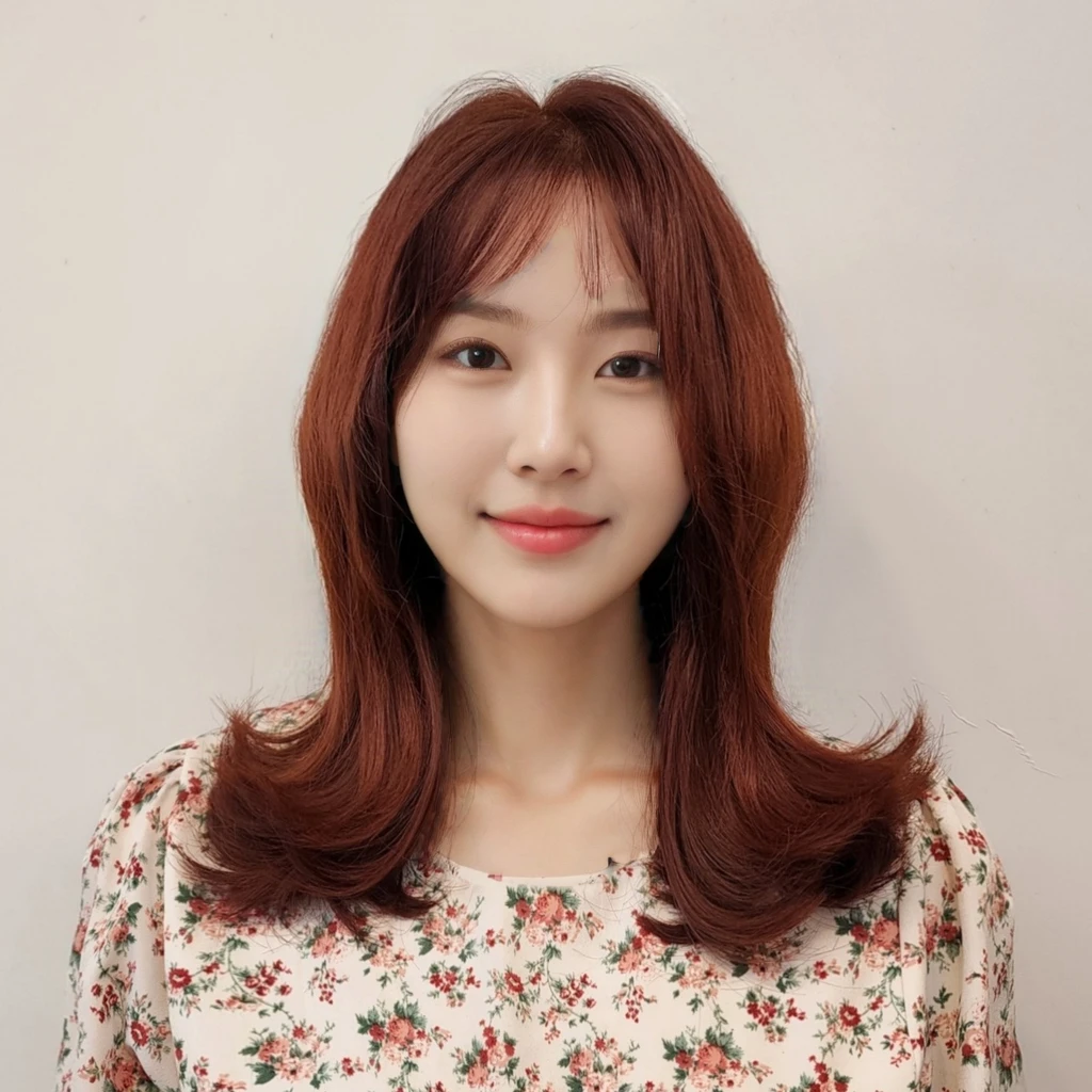 Best Quality, 8k, Masterpiece, (Portrait: 1.3), (photo realistic:1.4), (hyper realistic:1.4), Sharp Focus, looking at viewer, (smoother lighting:1.1), (increase cinematic lighting quality:0.9), realistic lighting, backlighting, light on face, ray trace, (brightening light:1.2), (Increase quality:1.4), sharp detail, (best quality real texture skin:1.4), finely detailed eyes, black_eyes, finely detailed face, 25 year old Korean woman,smiling_face