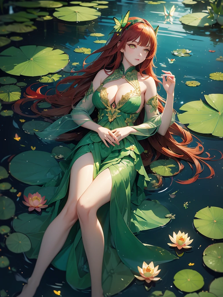(masterpiece, best quality, beautiful art:1.4) of a (red lotus flower:1.6), bright red color, beautiful symmetry, very detailed, highly realistic, 8k, ultra intricate, trending on artstation, trending on pixiv