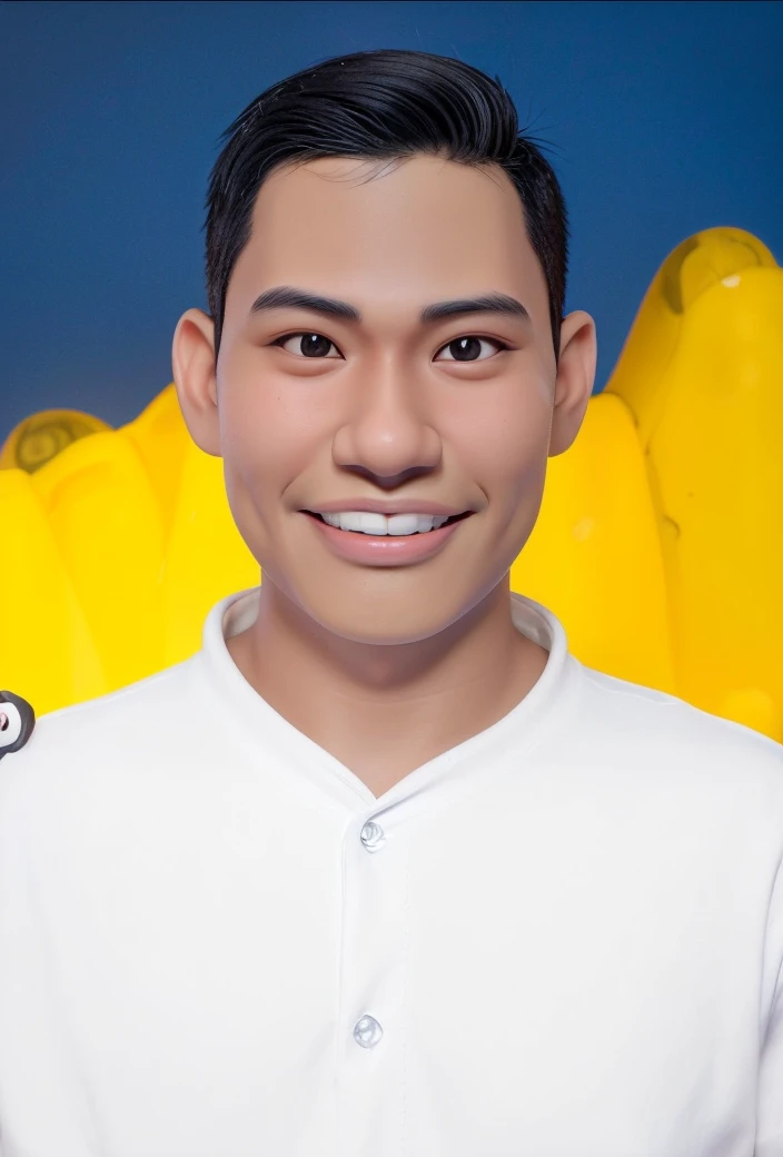 Hyperrealistic 3D Cartoon style character Disney caricature. 18 year old Indonesian man, ideal body, neat black hair, wearing a black shirt.
smiling at the camera with hands in ready position, gray background. Use soft photography lighting. Hair lighting, top lighting, side lighting, high quality photos, UHD, 16K