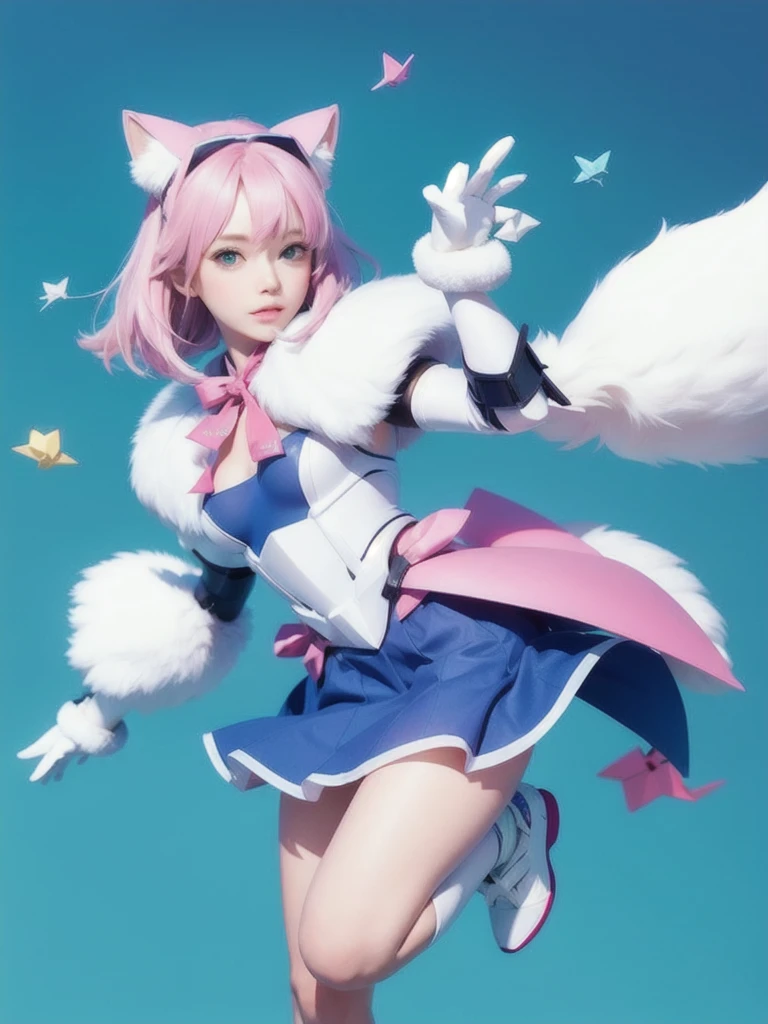 1 supercute kitty wear a origami gundam armor,fur