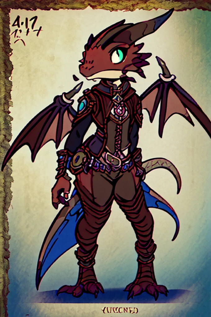 (((male, solo, winged kobold boy, dark red scales,fantasy clothes, artficer,steampunk, dragon wings, dragon tail, small, chibi))), artficer clothes, warm color clothes, fantay clothes,sea green eyes, artficer,small heigth, 54 centimertes heigth,horns, claws, tail, scales, fangs, masterpiece, cute, (((fullbody))), male
