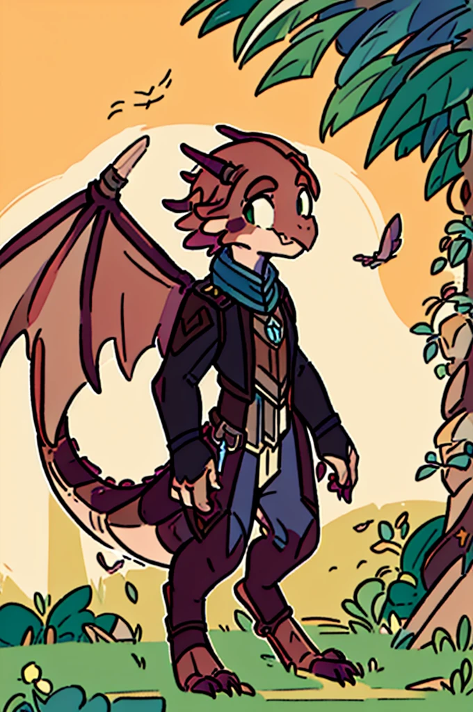 (((male, solo, winged kobold boy, dark red scales,fantasy clothes, artficer,steampunk, dragon wings, dragon tail, small, chibi))), artficer clothes, warm color clothes, fantay clothes,sea green eyes, artficer,small heigth, 54 centimertes heigth,horns, claws, tail, scales, fangs, masterpiece, cute, (((fullbody))), male
