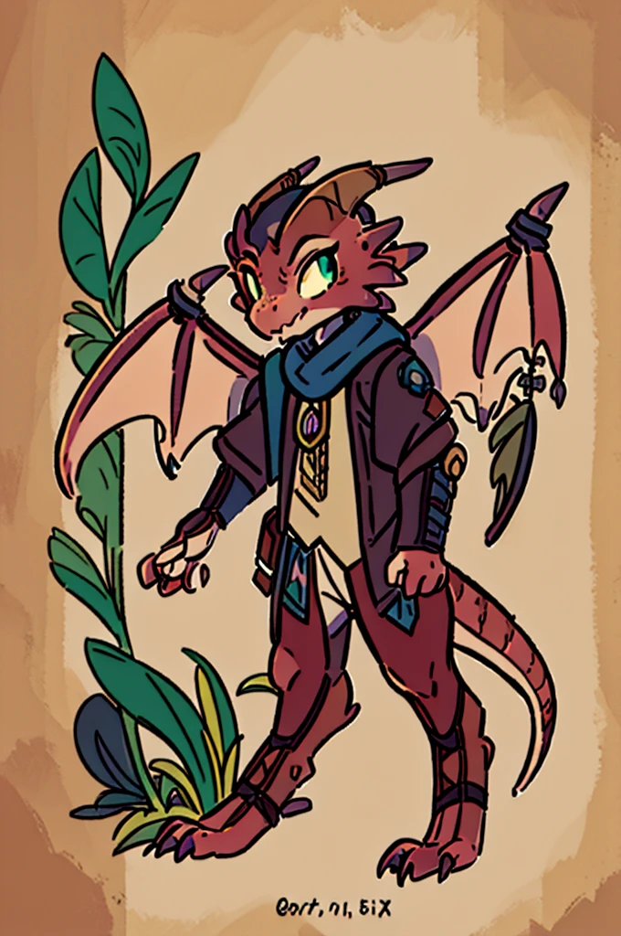 (((male, solo, winged kobold boy, dark red scales,fantasy clothes, artficer,steampunk, dragon wings, dragon tail, small, chibi))), artficer clothes, warm color clothes, fantay clothes,sea green eyes, artficer,small heigth, 54 centimertes heigth,horns, claws, tail, scales, fangs, masterpiece, cute, (((fullbody))), male
