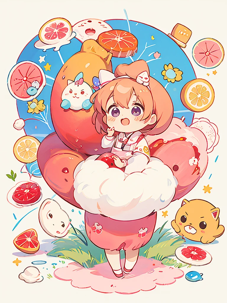 Takashi Yanase style, Kawaii Design, The most beautiful girl of all time、chibi, (((Uncle Jam))),