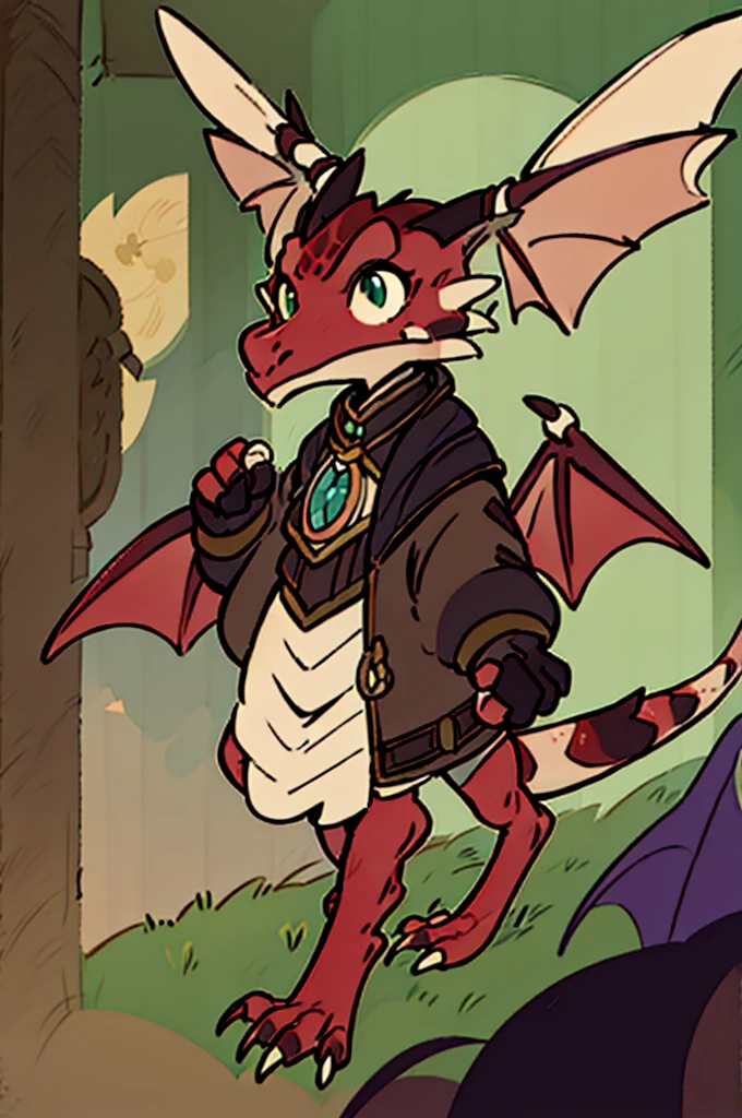 (((male, solo, winged kobold boy, dark red scales,fantasy clothes, artficer,steampunk, dragon wings, dragon tail, small, chibi))), artficer clothes, warm color clothes, fantay clothes,sea green eyes, artficer,small heigth, 54 centimertes heigth,horns, claws, tail, scales, fangs, masterpiece, cute, (((fullbody))), male
