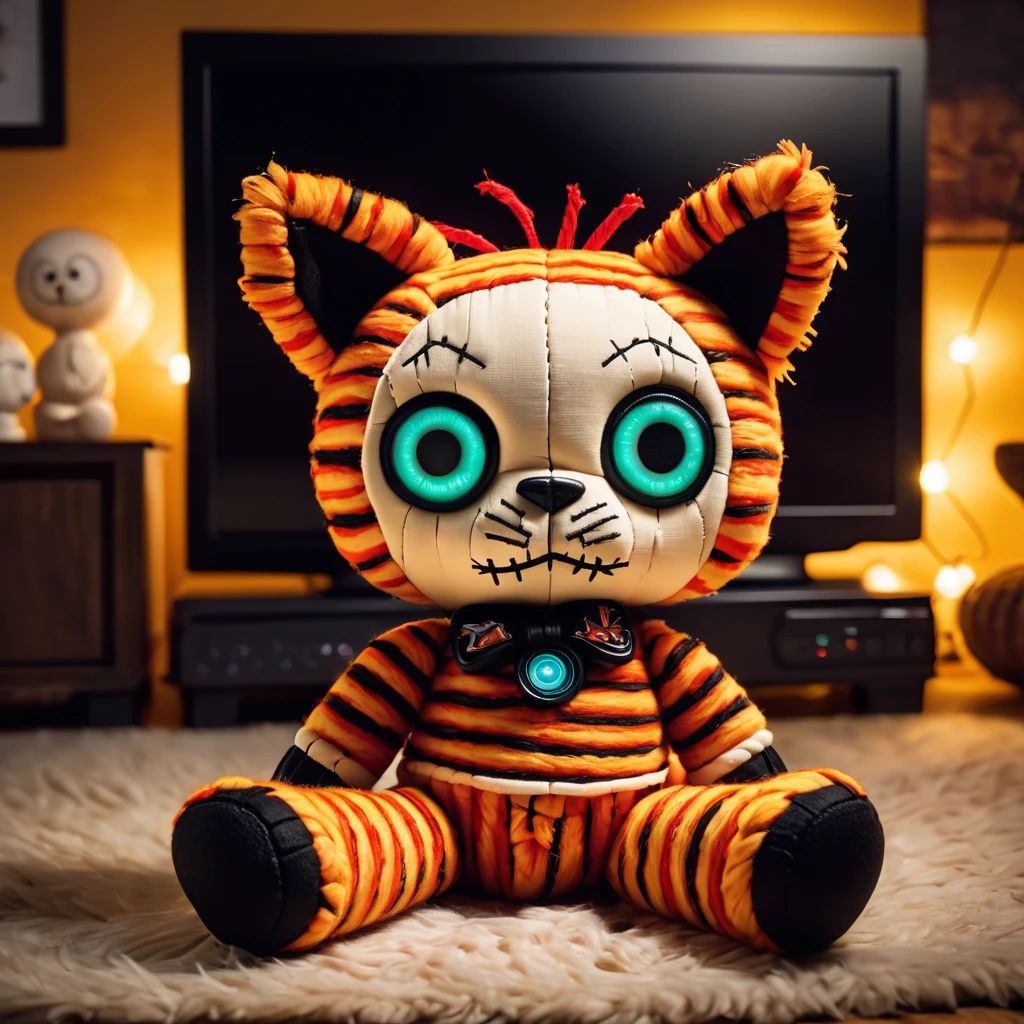 (knitted toy voodoo doll:1.8), (Voodoo dog:1.3), (Clothing: color-changing robe with galaxy and star patterns, high transparent boots:1.0), (Accessories: crystal cube containing miniature universes, mechanical glasses with multiple rotating lenses:1.2), (background: laboratory with floating architectural models, doors to different dimensions, sparkling screens showing parallel worlds:1.2), best quality, masterpiece, detailed soft oil painting, detailed background, dramatic cinematic lighting, soft edge lighting, professional, dramatic lighting, hard edge lighting, ultra quality, 4k, masterpiece, best quality, 8k, ultra high definition, high resolution, extremely detailed