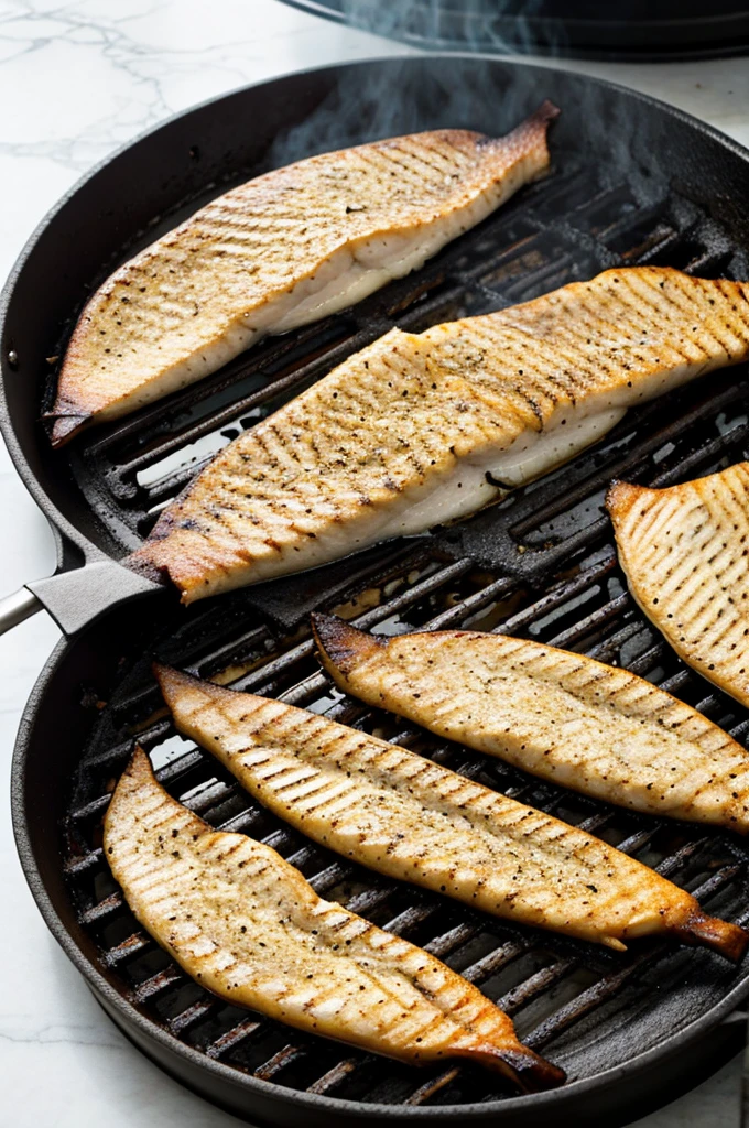 Catfish is grilling catfish. on the stove