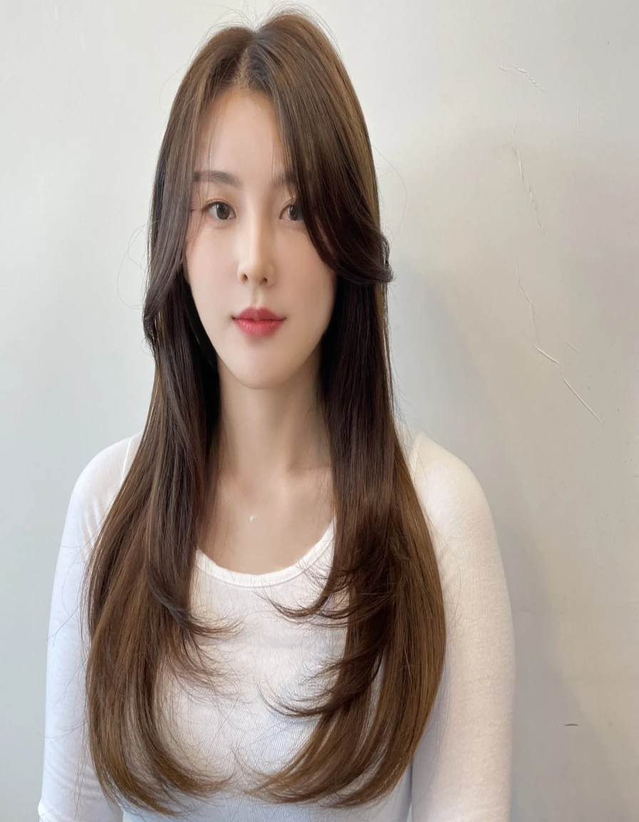 Best Quality, 8k, Masterpiece, (Portrait: 1.3), (photo realistic:1.4), (hyper realistic:1.4), Sharp Focus, looking at viewer, (smoother lighting:1.1), (increase cinematic lighting quality:0.9), realistic lighting, backlighting, light on face, ray trace, (brightening light:1.2), (Increase quality:1.4), sharp detail, (best quality real texture skin:1.4), finely detailed eyes, black_eyes, finely detailed face, 25 year old Korean woman