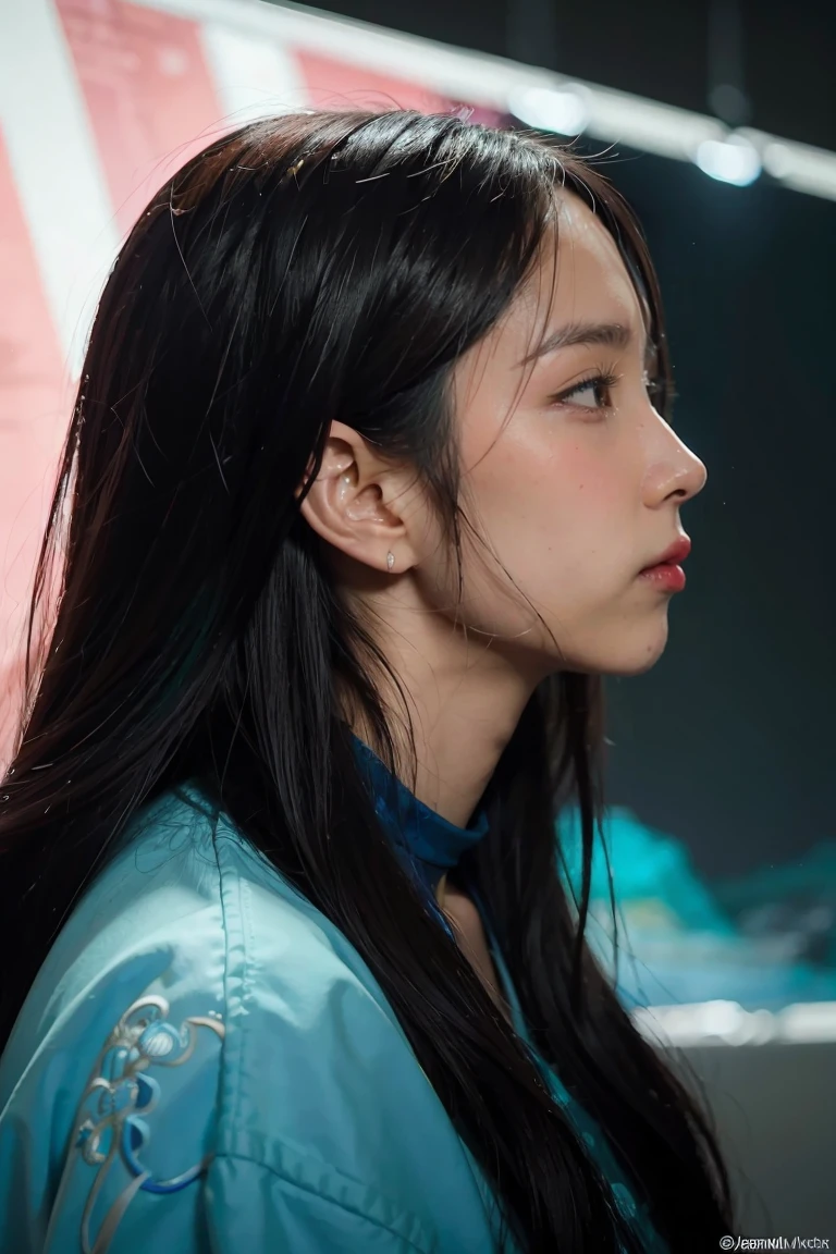 (Female: 1.1), black eyes, profile, oriental beauty, (masterpiece), best quality, Anime, merge, colorful, vibrant colors, illustration, artstyle, fantasy, realistic, animation, (photo_(medium):1.0 ), by Antonio J. Manzanedo, by Jeremy Lipking, lightning, in surreal landscapes, smooth, sharp focus