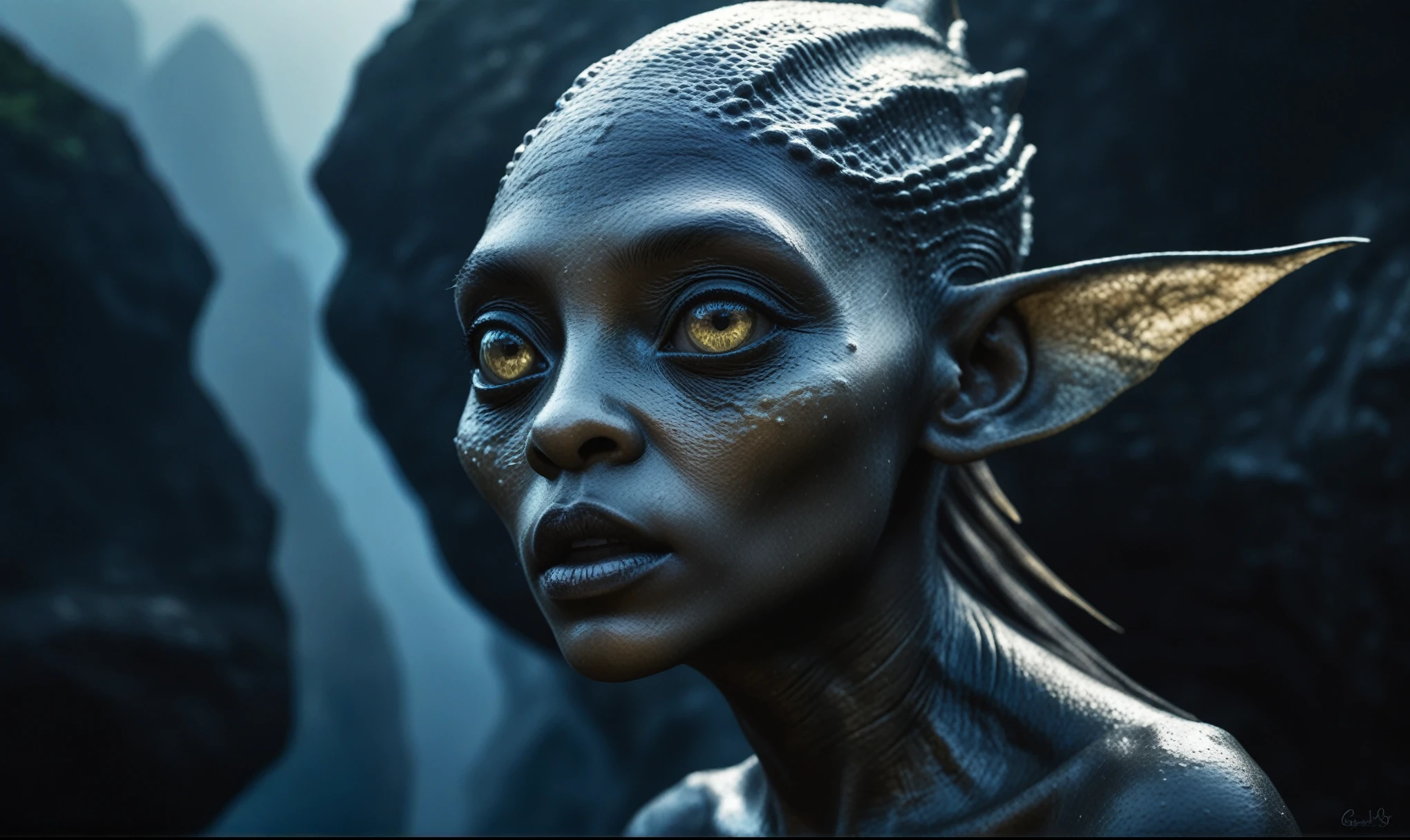 full body shot,beggar deep niobium paladium The Alien Entity,native italian babychild, wants eat,survival in criminal city of future, Technicolor,natural skin textures, hyper realism, hyper detailed,Extremely detailed,High contrast,Masterpiece,Realistic,Ultra Detailed, intricate details,realistic humid leather,extremly intricate,Epic Realistic, cinematic style,irina yermolova,high contrast,hdr,extremely detailed, deep night landscape,masterpiece,intricate details,faded,eyes extremely detailed, high detailed eyes,8k resolution,RAW,retina, Nikon Z9,China,orc,Li River in Guangxi Zhuang of China,tkt style, pointed ears,perfect, Elf,transition between two art styles, Ink painting to photorealism, Double contact, X-ray, Creative, vivid light, masterpiece, fantasy, Abstract, Surrealism, super detailed, high resolution, stop:35;(((creature with a spectral and ghostly appearance)). Her skin is pale, almost translucent,ancient rock paintings of the first people,sharkfish's leather
