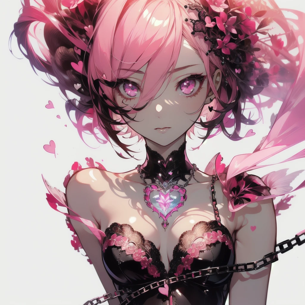 Detailed textures, high quality, high resolution, high accuracy, realism, color correction, correct lighting settings, harmonious composition. A stunning anime girl with an intricate floral tattoo on her neck, exuding elegance and beauty.,in the style of neon realism, dark pink and light black, gothic art nouveau, anime-inspired character designs, dark white and indigo, bold yet graceful, cyberpunk manga, detailed costumes --ar 3:4